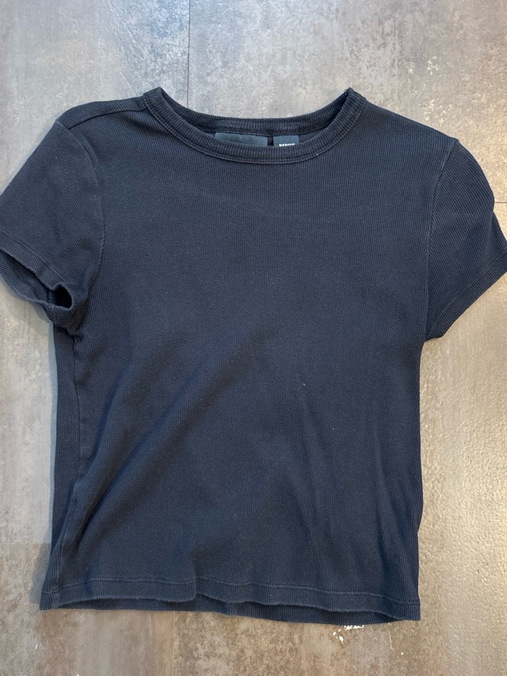 Maeve Black Short Sleeve Ribbed Tee
